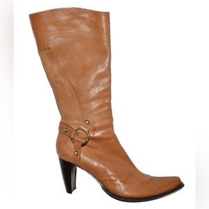 CAFENOIR SZ 6 M 36 BROWN LEATHER HARNESS WESTERN BOOTS BOOTIES MADE IN ITALY